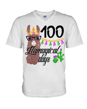 Load image into Gallery viewer, 100 Llamagical Day Cute Cartoon Guys V-Neck
