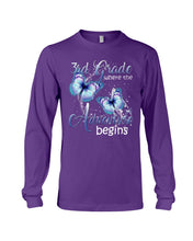 Load image into Gallery viewer, 3Rd Grade Where The Adventure Begins Gift For Students Custom Design Unisex Long Sleeve
