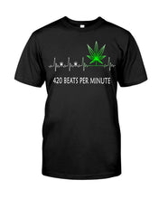 Load image into Gallery viewer, 420 Beats Per Munite Heart Beating Symbol Guys Tee
