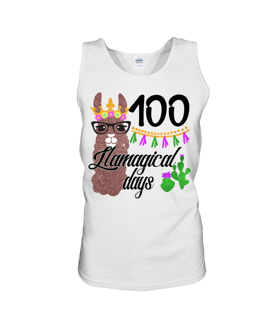 100 Llamagical Day Cute Cartoon Unisex Tank Top