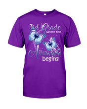 Load image into Gallery viewer, 3Rd Grade Where The Adventure Begins Gift For Students Custom Design Guys Tee
