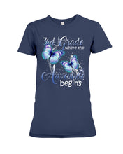 Load image into Gallery viewer, 3Rd Grade Where The Adventure Begins Gift For Students Custom Design Ladies Tee
