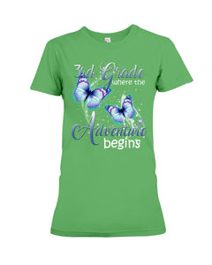 3Rd Grade Where The Adventure Begins Gift For Students Custom Design Ladies Tee