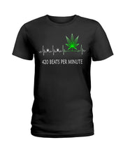 Load image into Gallery viewer, 420 Beats Per Munite Heart Beating Symbol Ladies Tee
