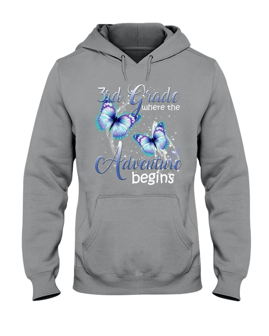 3Rd Grade Where The Adventure Begins Gift For Students Custom Design Hoodie