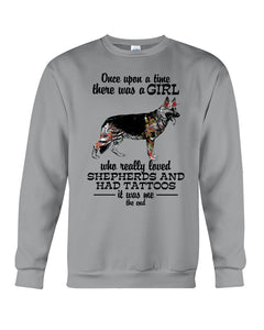 A Girl Who Really Had Tattoos And Loved German Shepherd For Dog Lovers Sweatshirt