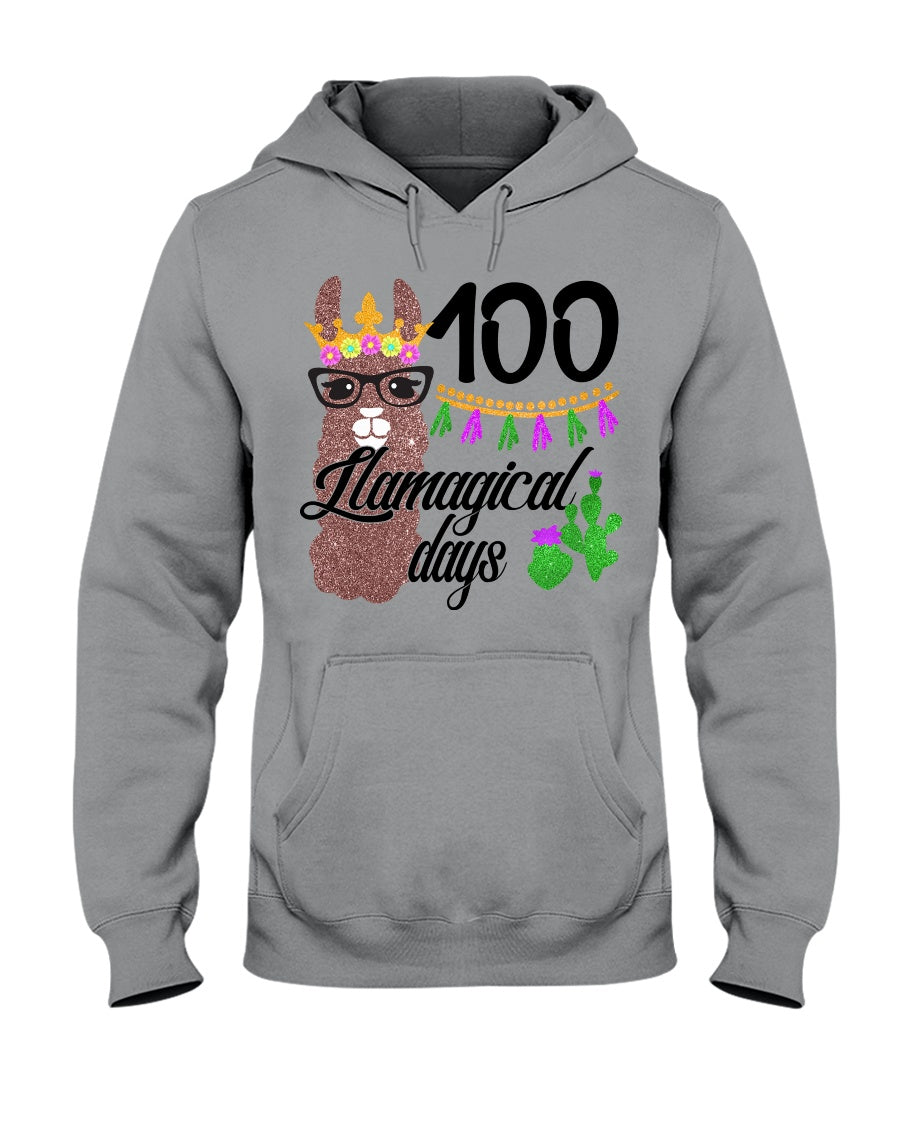 100 Llamagical Day Cute Cartoon Hoodie