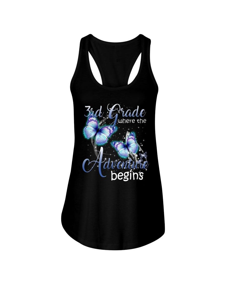 3Rd Grade Where The Adventure Begins Gift For Students Custom Design Ladies Flowy Tank