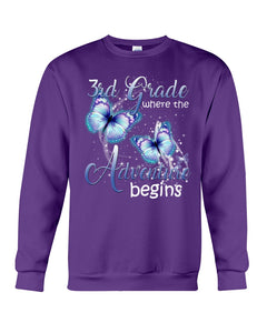 3Rd Grade Where The Adventure Begins Gift For Students Custom Design Sweatshirt