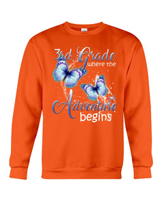 3Rd Grade Where The Adventure Begins Gift For Students Custom Design Sweatshirt