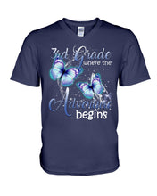 Load image into Gallery viewer, 3Rd Grade Where The Adventure Begins Gift For Students Custom Design Guys V-Neck
