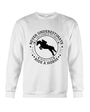 Load image into Gallery viewer, A December Woman Who Can Ride A Horse Birthday Gift Sweatshirt
