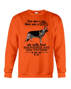 A Girl Who Really Had Tattoos And Loved German Shepherd For Dog Lovers Sweatshirt