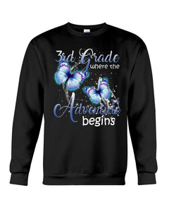 3Rd Grade Where The Adventure Begins Gift For Students Custom Design Sweatshirt