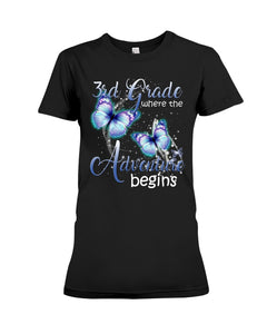3Rd Grade Where The Adventure Begins Gift For Students Custom Design Ladies Tee