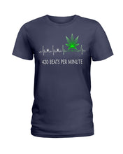 Load image into Gallery viewer, 420 Beats Per Munite Heart Beating Symbol Ladies Tee
