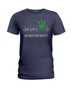 420 Beats Per Munite Heart Beating Symbol Ladies Tee