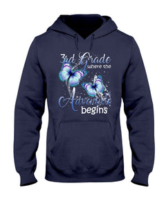 3Rd Grade Where The Adventure Begins Gift For Students Custom Design Hoodie