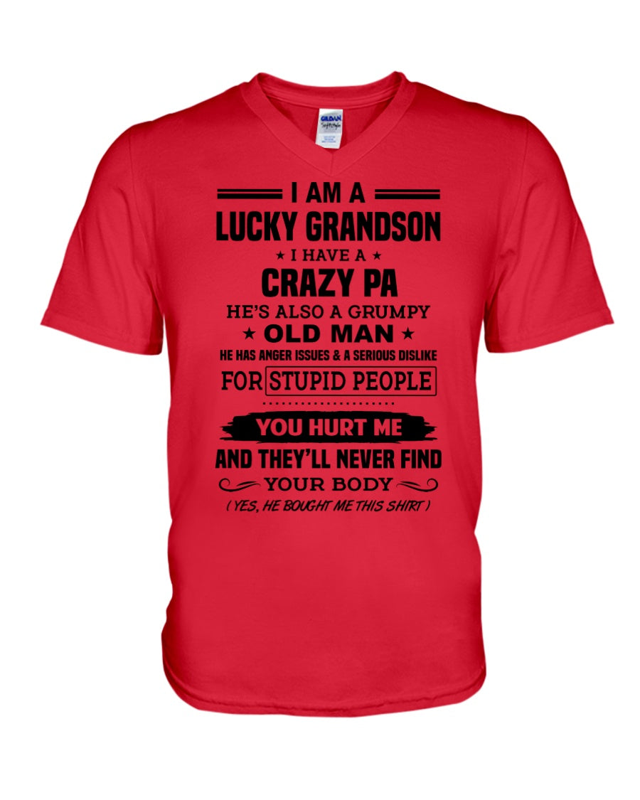 A Lucky Grandson Has A Crazy Pa Guys V-Neck
