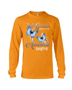 3Rd Grade Where The Adventure Begins Gift For Students Custom Design Unisex Long Sleeve