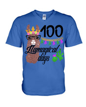 Load image into Gallery viewer, 100 Llamagical Day Cute Cartoon Guys V-Neck
