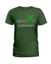 Load image into Gallery viewer, 420 Beats Per Munite Heart Beating Symbol Ladies Tee
