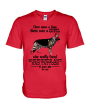 Load image into Gallery viewer, A Girl Who Really Had Tattoos And Loved German Shepherd For Dog Lovers Guys V-Neck
