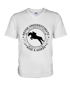 A December Woman Who Can Ride A Horse Birthday Gift Guys V-Neck