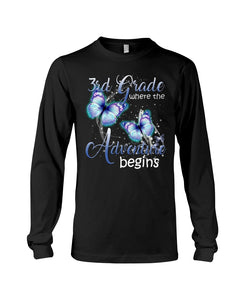 3Rd Grade Where The Adventure Begins Gift For Students Custom Design Unisex Long Sleeve