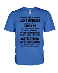 A Lucky Grandson Has A Crazy Pa Guys V-Neck