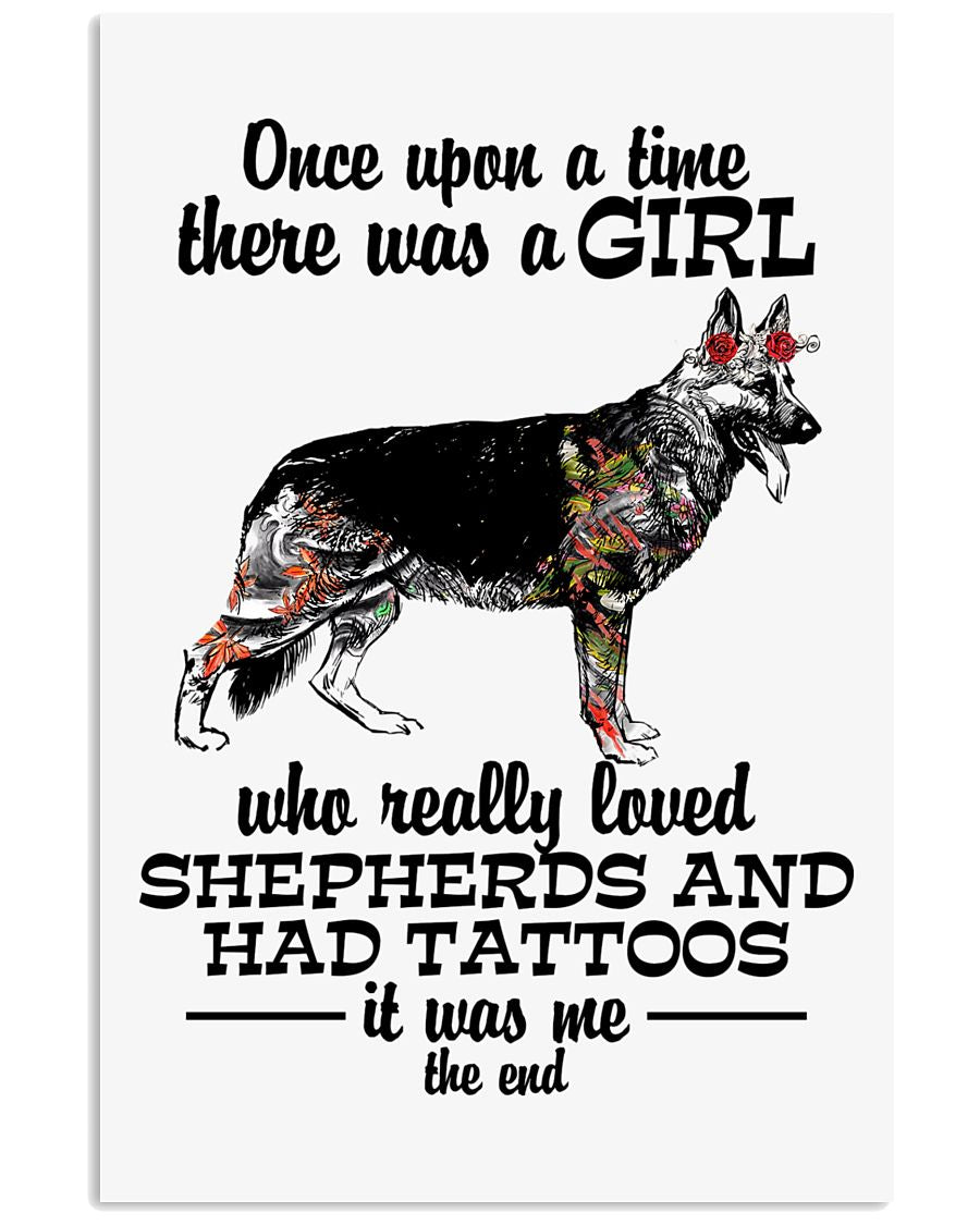 A Girl Who Really Had Tattoos And Loved German Shepherd For Dog Lovers Vertical Poster