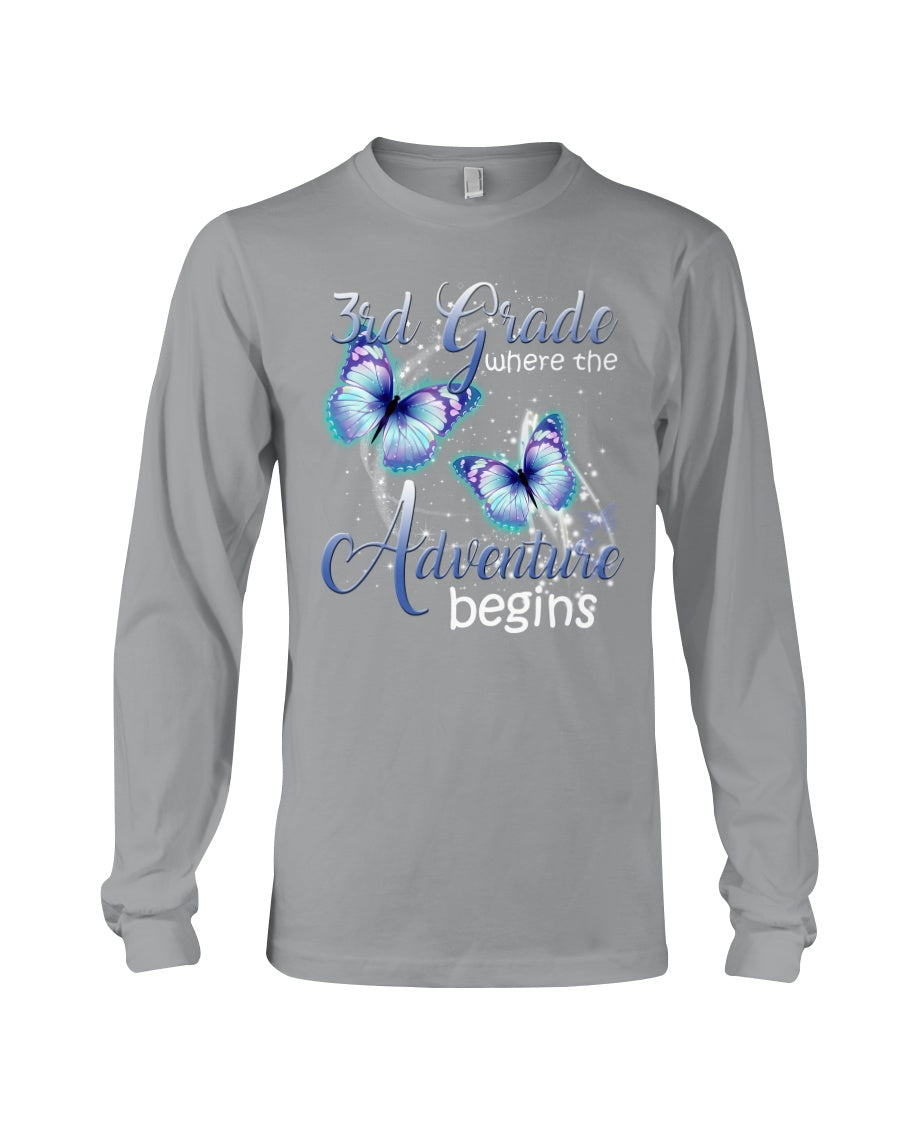 3Rd Grade Where The Adventure Begins Gift For Students Custom Design Unisex Long Sleeve